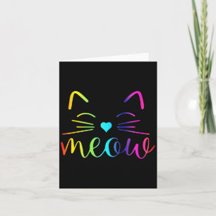 Meow Schattige Cat Face Grappige Quote voor Cat Fa Kaart