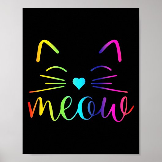 Meow Schattige Cat Face Grappige Quote voor Cat Fa Poster (Voorkant)