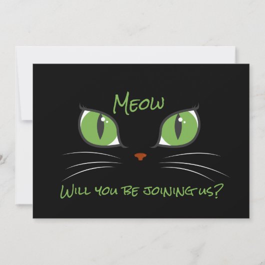 Meow Schattigee Cat Eyes Pet Party Custom Invitati Kaart (Voorkant)