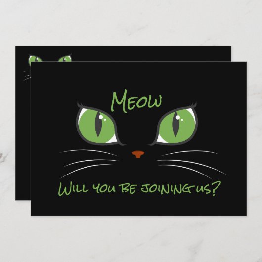 Meow Schattigee Cat Eyes Pet Party Custom Invitati Kaart (Voorkant / Achterkant)