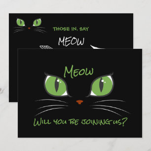 Meow Schattigee Cat Eyes Pet Party Custom Invitati Kaart