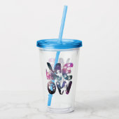 Meow – Schattigee Cat silhouetten en Paw Prints De Acryl Drinkbeker (Achterkant)