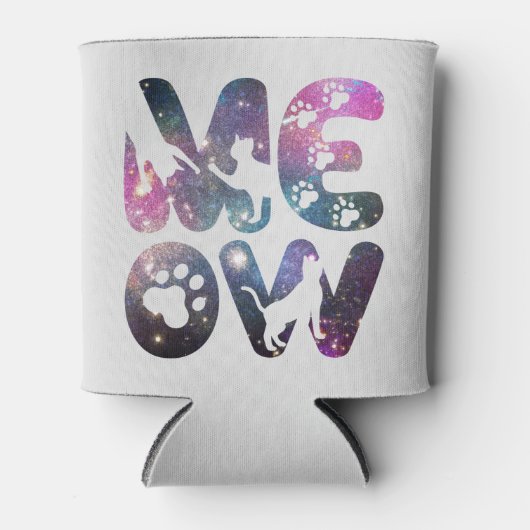 Meow – Schattigee Cat silhouetten en Paw Prints De Blikjeskoeler (Voorkant)