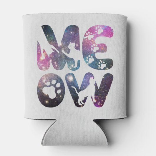 Meow – Schattigee Cat silhouetten en Paw Prints De Blikjeskoeler (Achterkant)