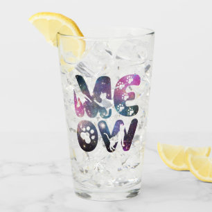 Meow – Schattigee Cat silhouetten en Paw Prints De Glas