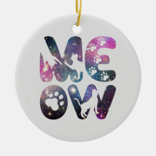Meow – Schattigee Cat silhouetten en Paw Prints De Keramisch Ornament