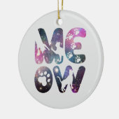 Meow – Schattigee Cat silhouetten en Paw Prints De Keramisch Ornament (Links)