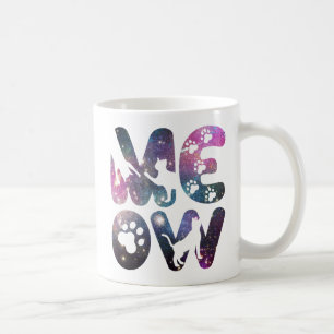 Meow – Schattigee Cat silhouetten en Paw Prints De Koffiemok