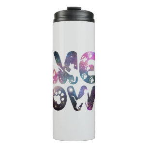 Meow – Schattigee Cat silhouetten en Paw Prints De Thermosbeker