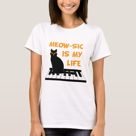 Meow-sic is mijn leven t-shirt (Voorkant)