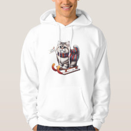 "Meow Sneeuwdag! Knuffelkitten op slee met sjaal Hoodie