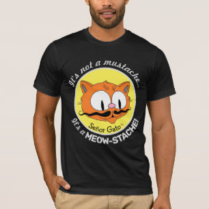 MEOW-SNOR Funny Cartoon Snorbaard Kat T-shirt