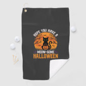 Meow-Some Halloween Zwarte Kat Golfhanddoek (Insitu)
