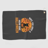 Meow-Some Halloween Zwarte Kat Golfhanddoek (Horizontaal)