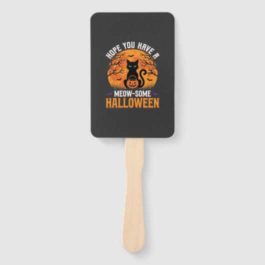 Meow-Some Halloween Zwarte Kat Handwaaier (Voorkant)