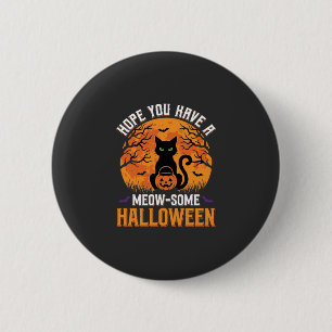 Meow-Some Halloween Zwarte Kat Ronde Button 5,7 Cm