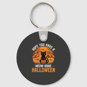 Meow-Some Halloween Zwarte Kat Sleutelhanger