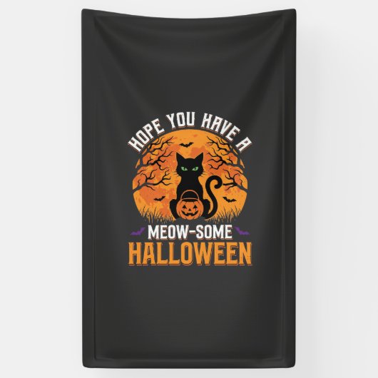 Meow-Some Halloween Zwarte Kat Spandoek (Verticaal)