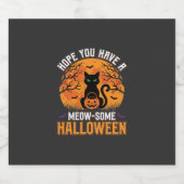 Meow-Some Halloween Zwarte Kat Sparkling Wijnetiket (Enkel label)