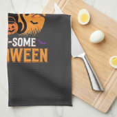 Meow-Some Halloween Zwarte Kat Theedoek (Quarter Fold)
