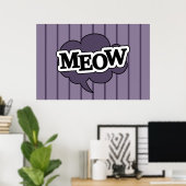 Meow speech bubble in paars poster (Thuiskantoor)