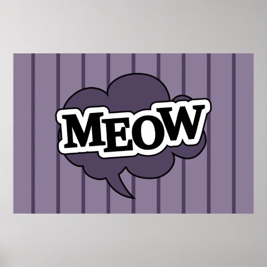 Meow speech bubble in paars poster (Voorkant)