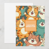 Meow-tastic Birthday Wenskaart met Happy Cats Aankondiging (Voorkant / Achterkant)