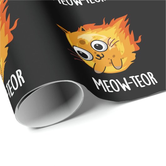 Meow-teor Funny Meteor Pun Dark BG Cadeaupapier (Rol Hoek)