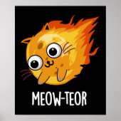 Meow-teor Funny Meteor Pun Dark BG Poster (Voorkant)