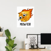 Meow-teor Funny Meteor Pun Poster (Thuiskantoor)