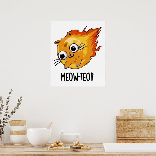 Meow-teor Funny Meteor Pun Poster (Keuken)