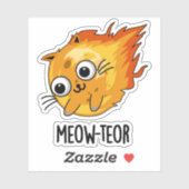 Meow-teor Funny Meteor Pun Sticker (Vel)