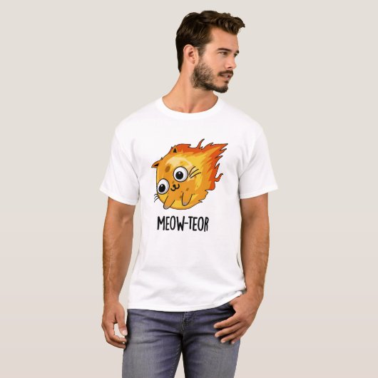 Meow-teor Funny Meteor Pun T-shirt (Voorkant volledig)