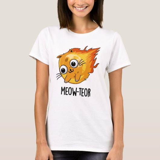 Meow-teor Grappige Meteor Woordgrap T-shirt (Voorkant)