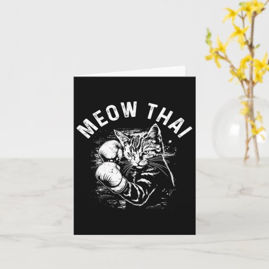 Meow Thai Funny Muay Thai Boksen Kat Vechtsporten Kaart (Gele Bloem)