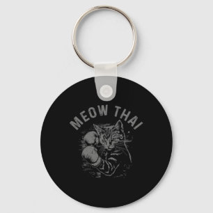 Meow Thai Funny Muay Thai Boksen Kat Vechtsporten Sleutelhanger