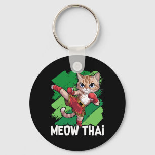 Meow Thai Funny Muay Thai Boksen Kat Vechtsporten Sleutelhanger