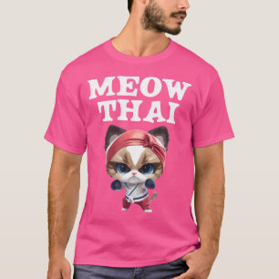 Meow Thai Karate Cat voor Muay Thai Fighter Thai B T-shirt