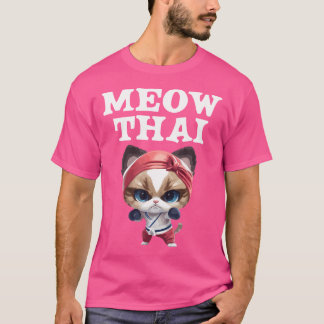 Meow Thai Karate Cat voor Muay Thai Fighter Thai B T-shirt