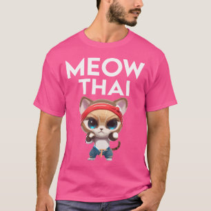 Meow Thai Karate Cat voor Muay Thai Fighter Thai B T-shirt