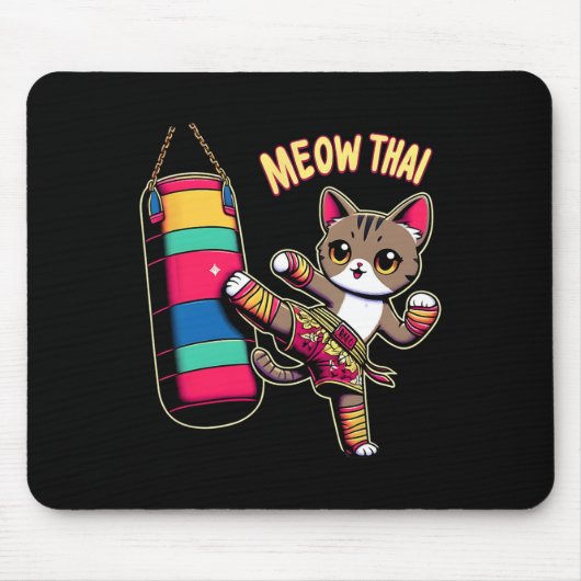 Meow Thai Muay Thai Cat Kickboxing For Men Women K Muismat (Voorkant)