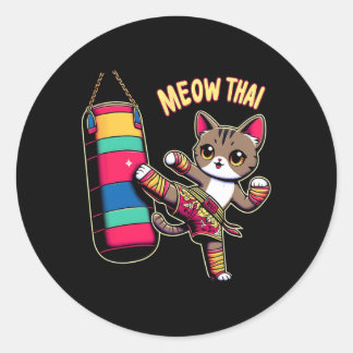 Meow Thai Muay Thai Cat Kickboxing For Men Women K Ronde Sticker