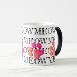 MEOW Typografie Roze Kat Poot Print Pet Fun Magische Mok