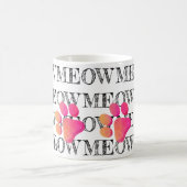 MEOW Typografie Roze Kat Poot Print Pet Fun Magische Mok (Center)