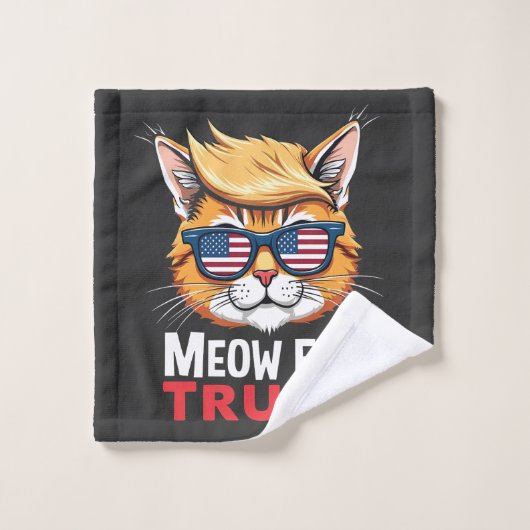 Meow Voor Trump Kat Kitten Verkiezing Stem   Washandje (Wasdoekje)
