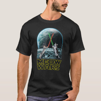 Meow Wars Ca Funny S voor kattendeksels T-shirt