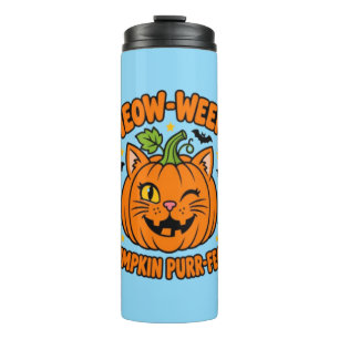 Meow Ween Pompoen Purrfect Schattige Kat Halloween Thermosbeker