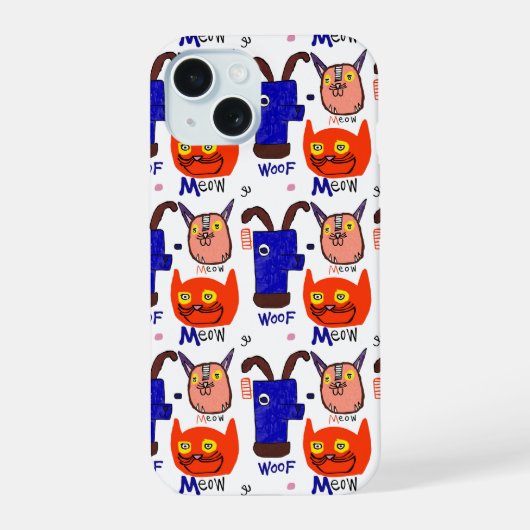 Meow Woof Hoesje iPhone 15 Case (Achterkant)