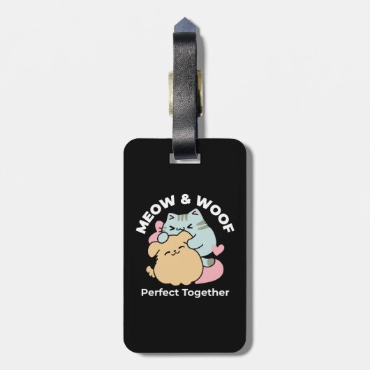 Meow & Woof Perfect Together - Schattigee kat en h Bagagelabel (Achterkant verticaal)