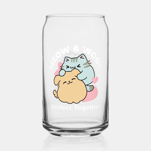 Meow & Woof Perfect Together - Schattigee kat en h Blikvorm Glas (Achterkant)
